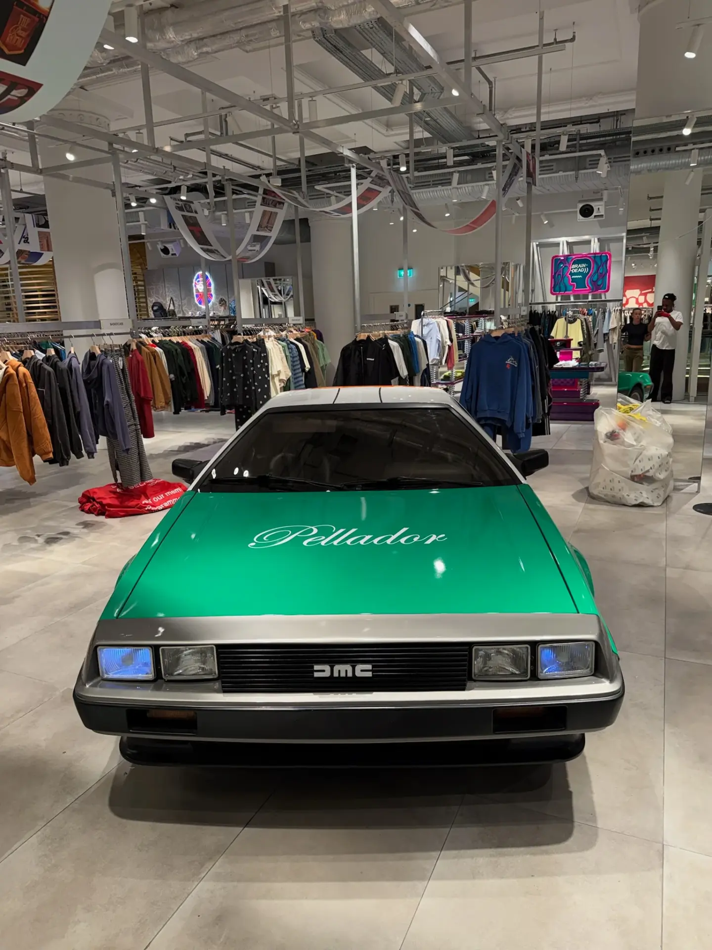 DeLorean wrapped in a multicolour vinyl design by Tauro Design, view 2