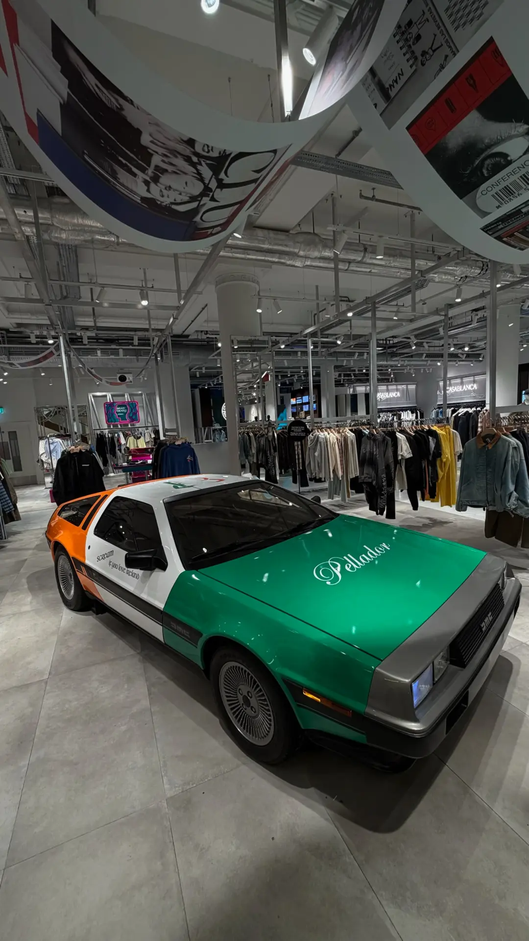 DeLorean wrapped in a multicolour vinyl design by Tauro Design, view 5